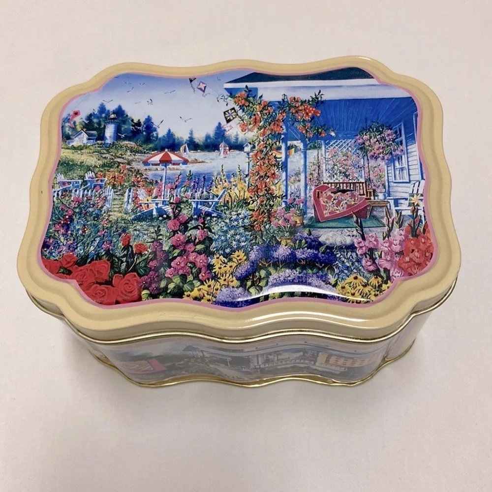 Vintage Diane Phalen Watercolors Grandma’s Treasures tin‎ box lake house …